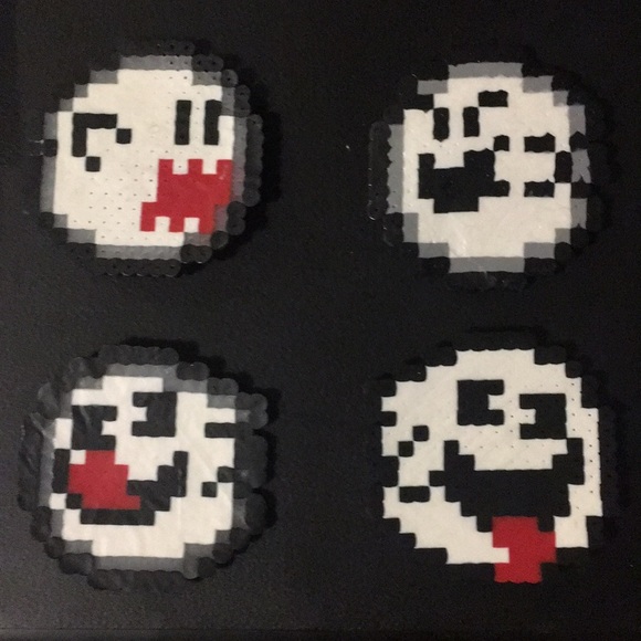 Super Mario Boo’s Set of 4 Perler Art - Picture 2 of 2